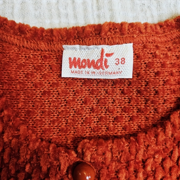 Vintage Boucle Cropped Cardigan With Round Buttons Orange Red S - Picture 5 of 14